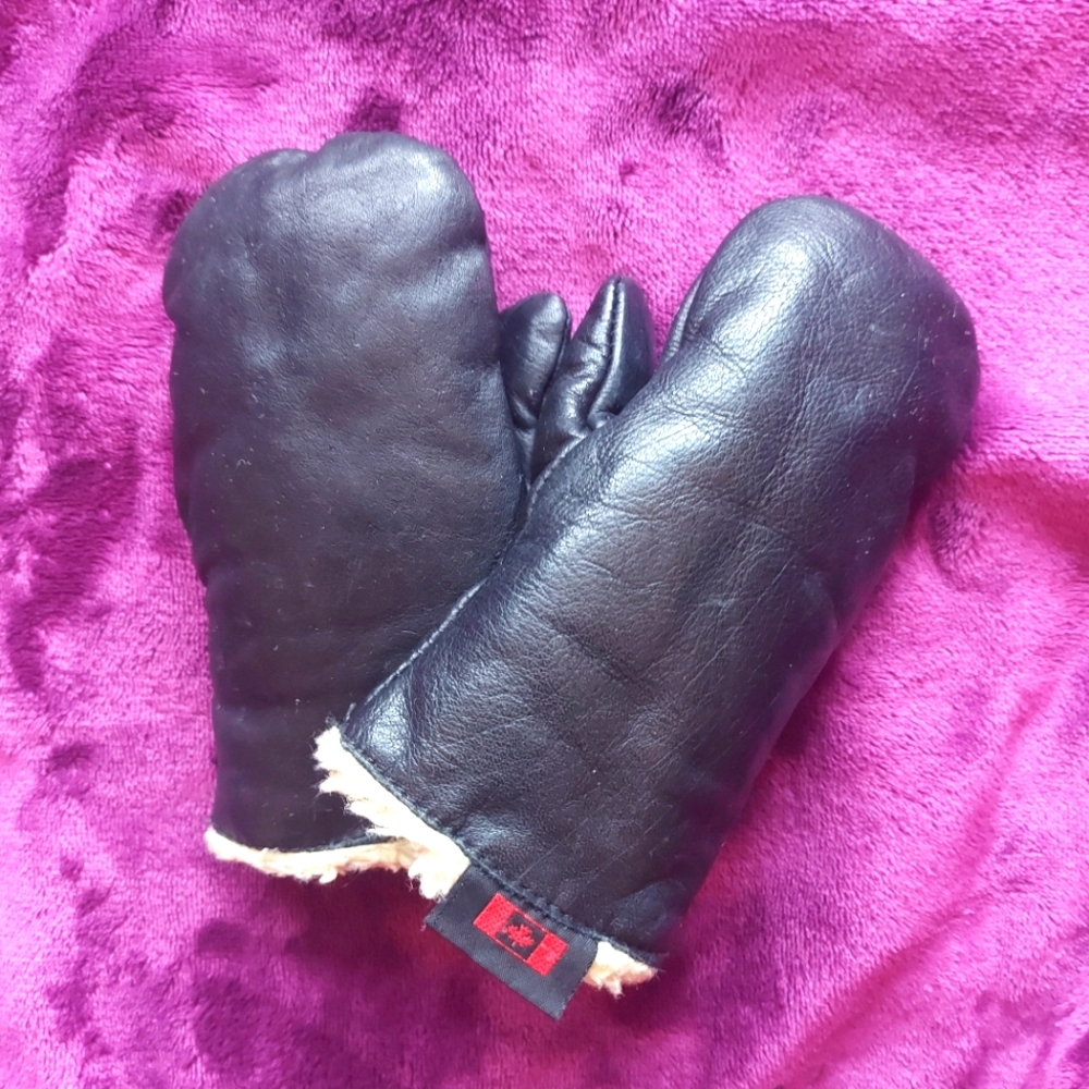 Kids Leather Mittens